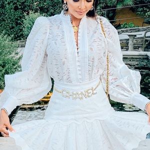 Acler montana blouse oversized puff sleeve white size 4